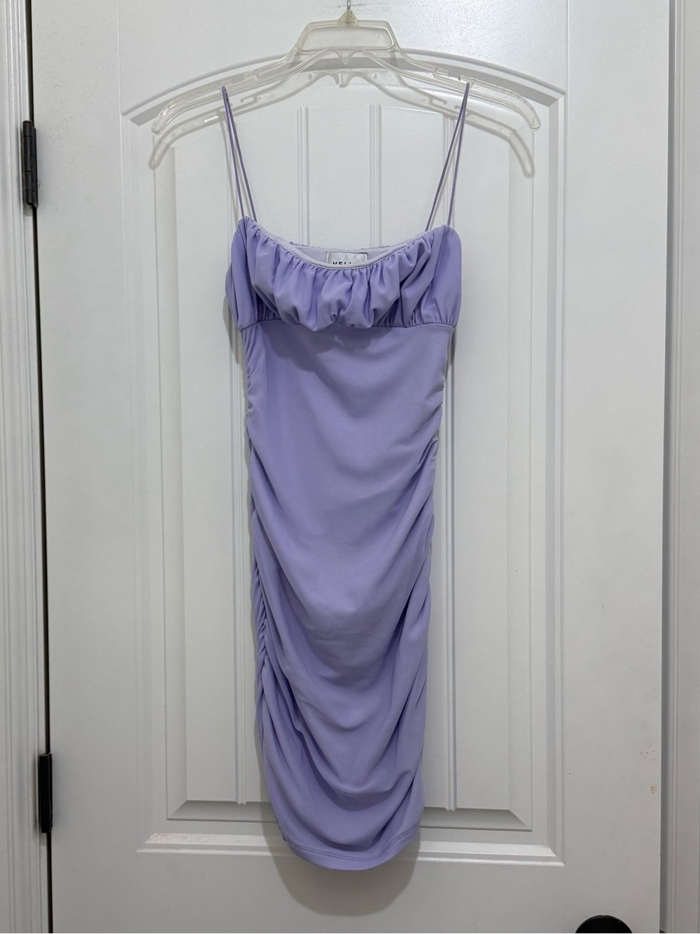 Hello Molly Purple Lavender Lilac Ruched Bodycon Mini Dress - Size XS (US 2)